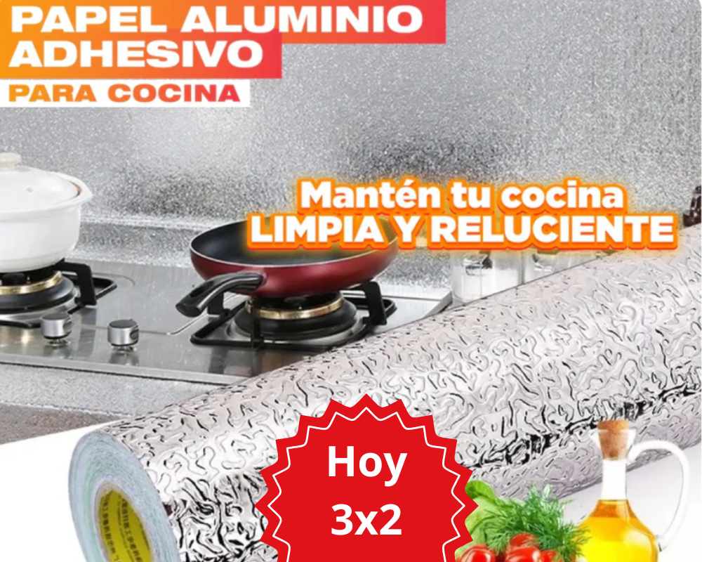 🔥PROMO SOLO HOY 3X2🔥 Vinil Aluminio Adhesivo para Cocina