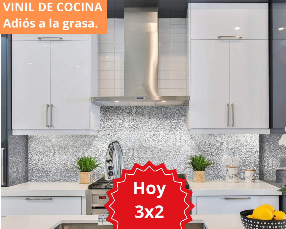 🔥PROMO SOLO HOY 3X2🔥 Vinil Aluminio Adhesivo para Cocina