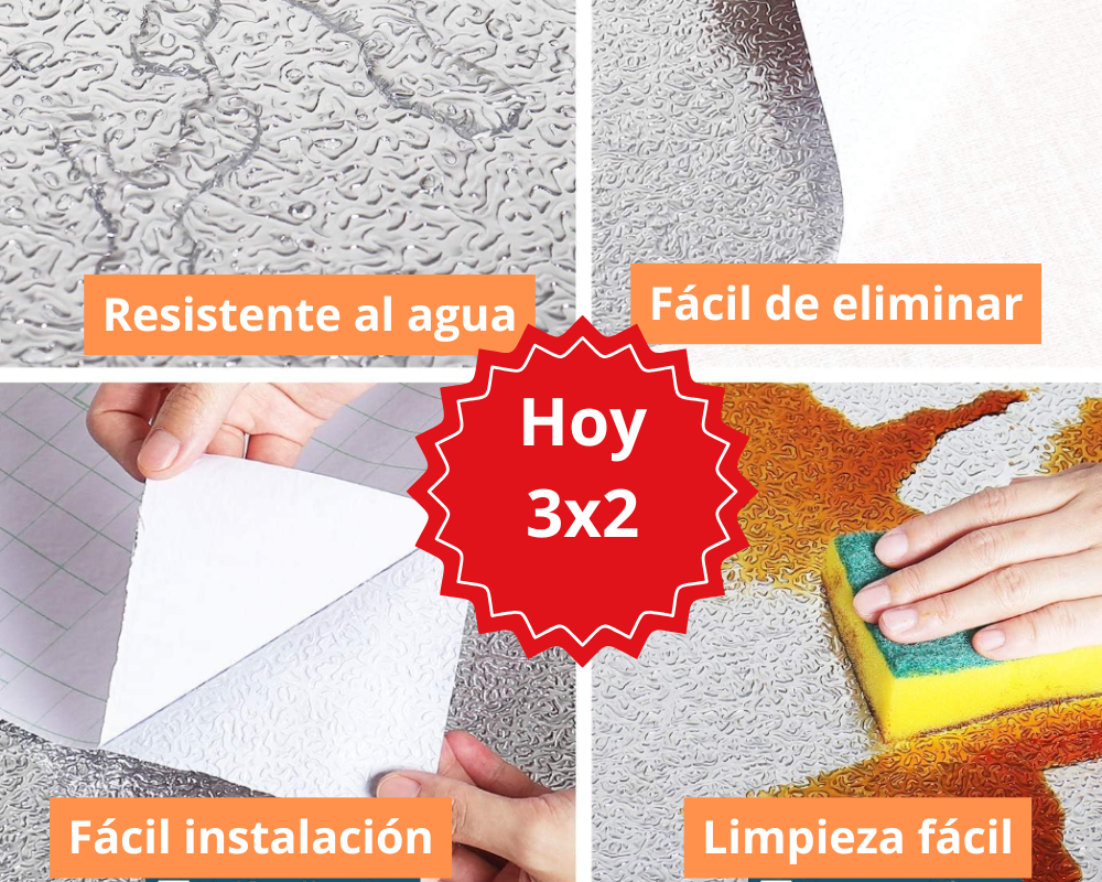 🔥PROMO SOLO HOY 3X2🔥 Vinil Aluminio Adhesivo para Cocina