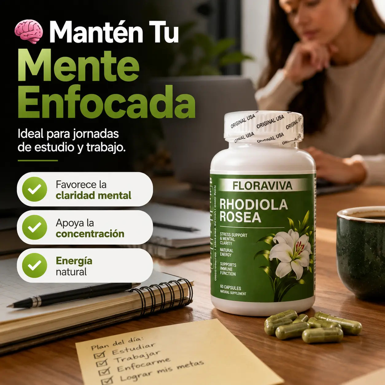 Floraviva NeuroZen®: Rhodiola Rosea para Enfoque y Bienestar
