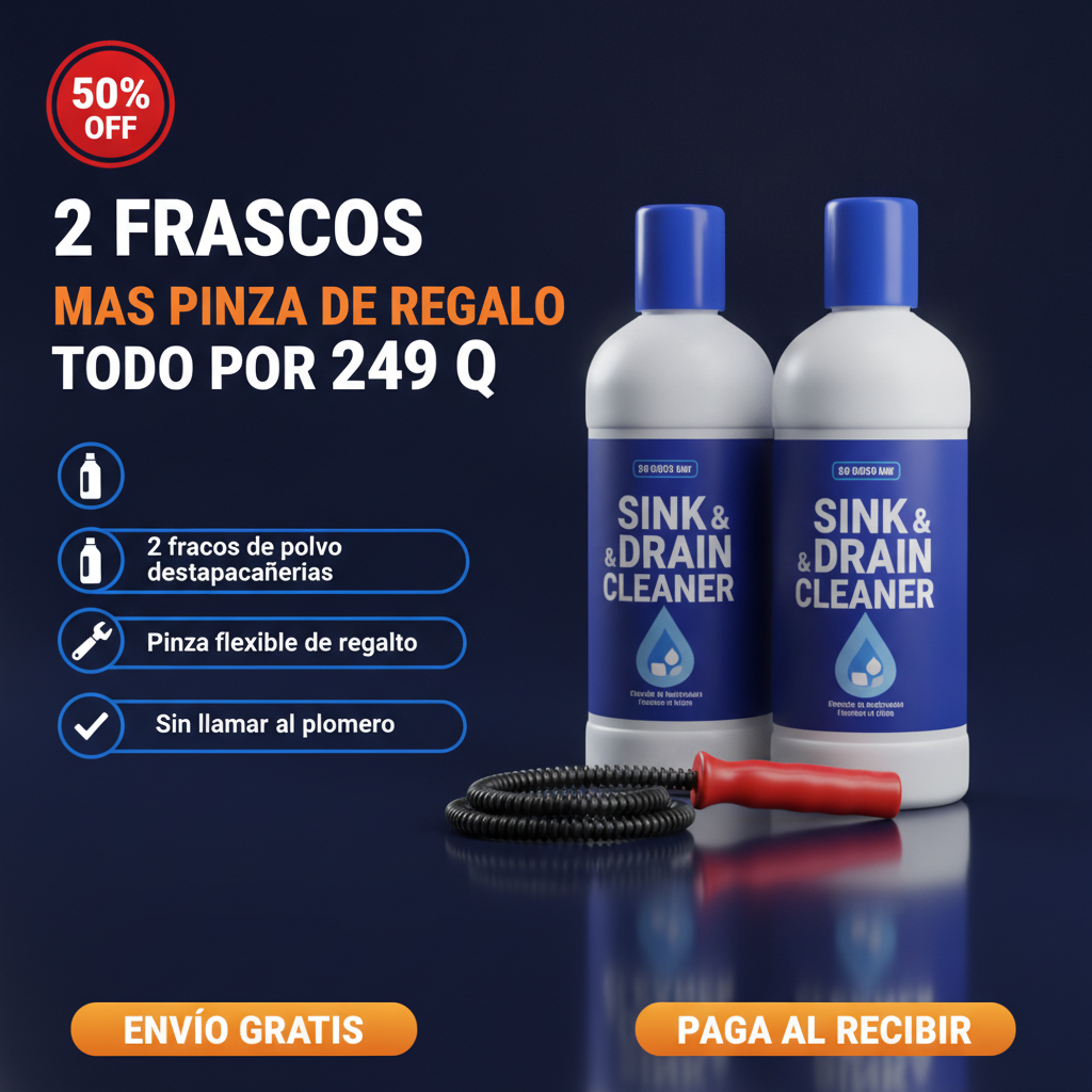 DrainMax Pro® — Kit Destapacañerías 2x1 + Pinza de Regalo