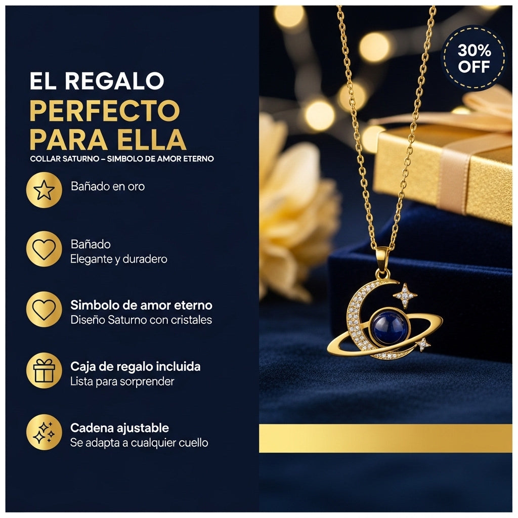 AstroLove®: Collar Saturno Símbolo de Amor Eterno