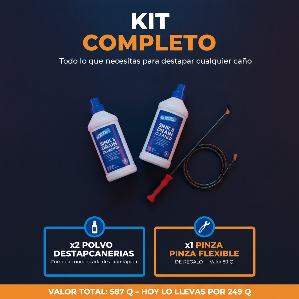 DrainMax Pro® — Kit Destapacañerías 2x1 + Pinza de Regalo