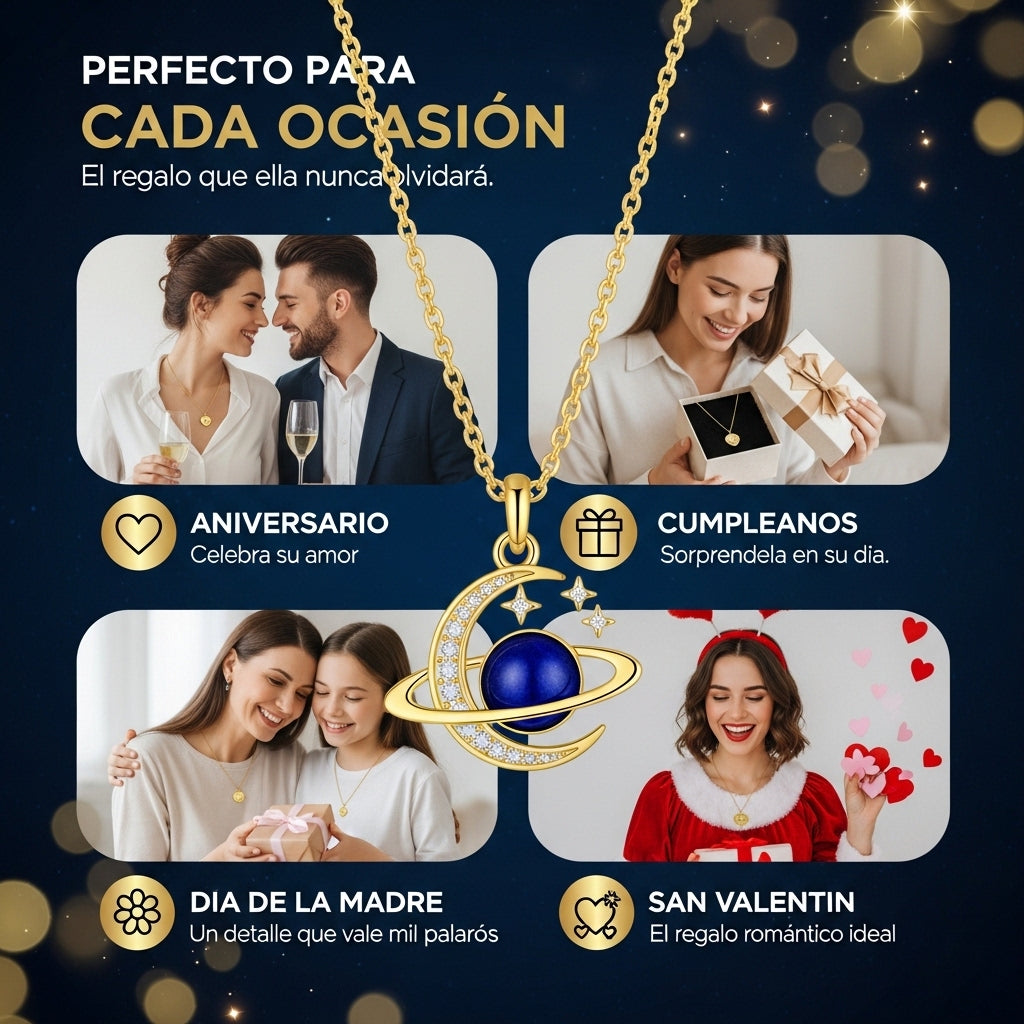 AstroLove®: Collar Saturno Símbolo de Amor Eterno