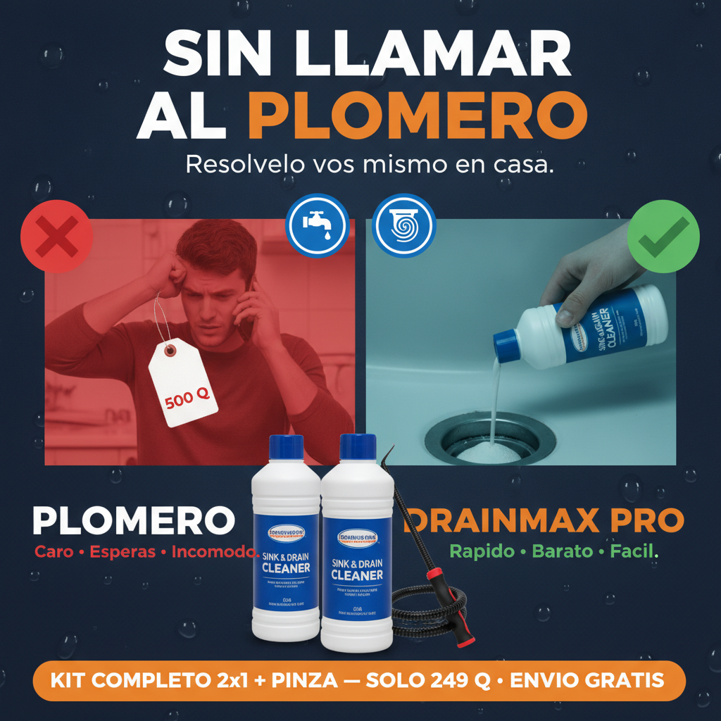 DrainMax Pro® — Kit Destapacañerías 2x1 + Pinza de Regalo