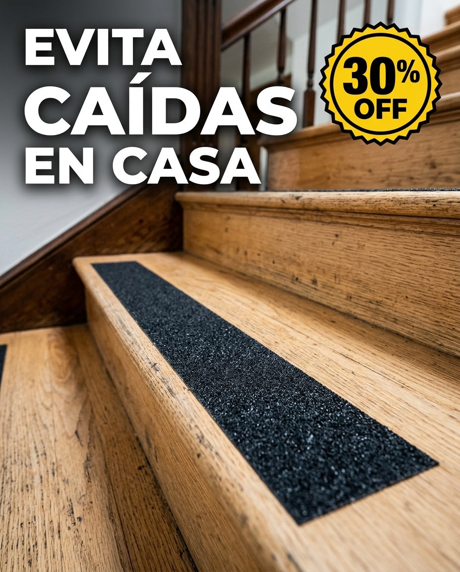 Cinta antideslizante en escaleras de madera