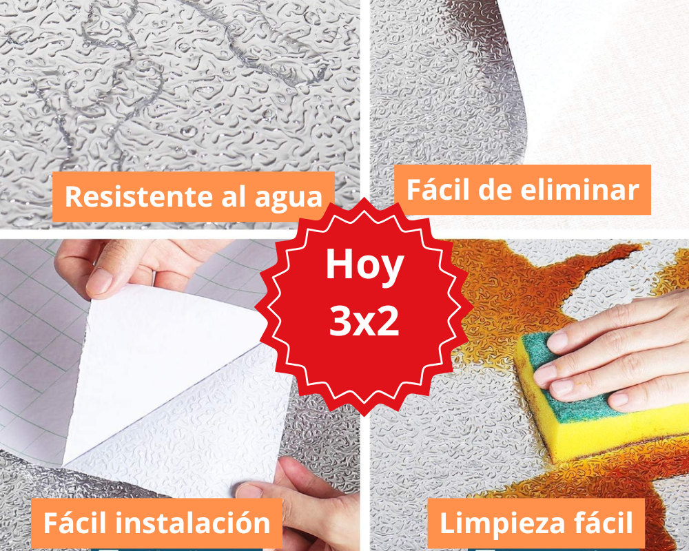 PROMO 3X2 VINIL ALUMINIO ADHESIVO PARA COCINA 60cm x 5 m