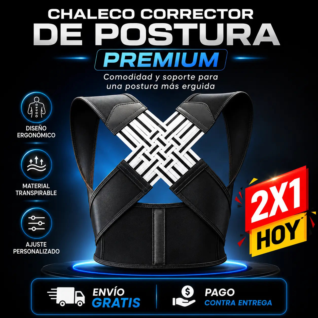 ¡PROMO 2X1! PostureX®️: Corrector de postura ergonómico y ajustable.