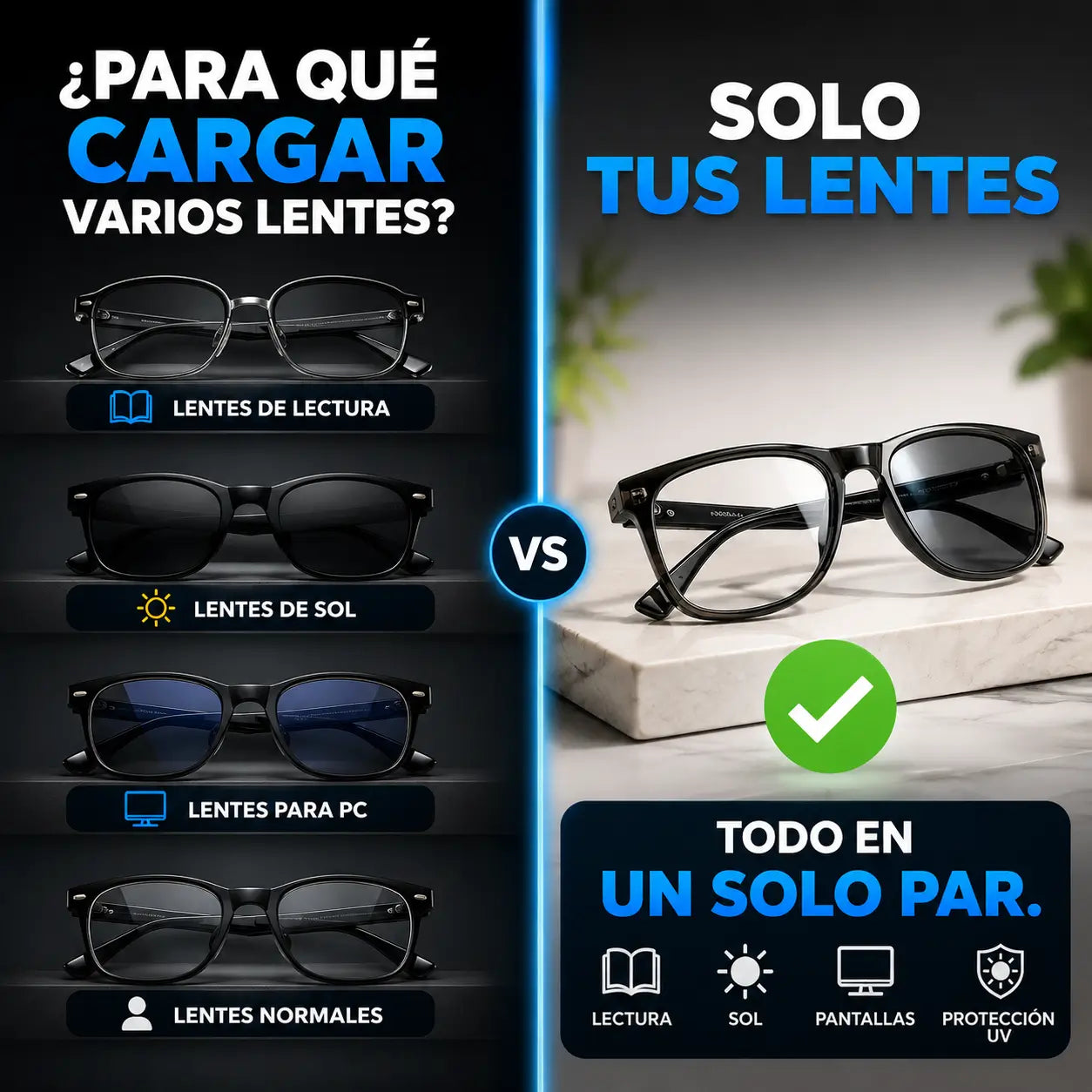 ¡PROMO 2X1! VisionPro®:  Lentes Multifocales Fotocromáticos 4 en 1