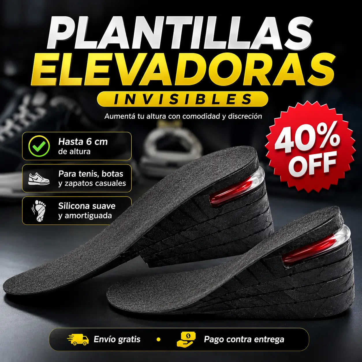 HeightStep®: Plantillas Elevadoras Invisibles Ajustables Hasta 6 cm