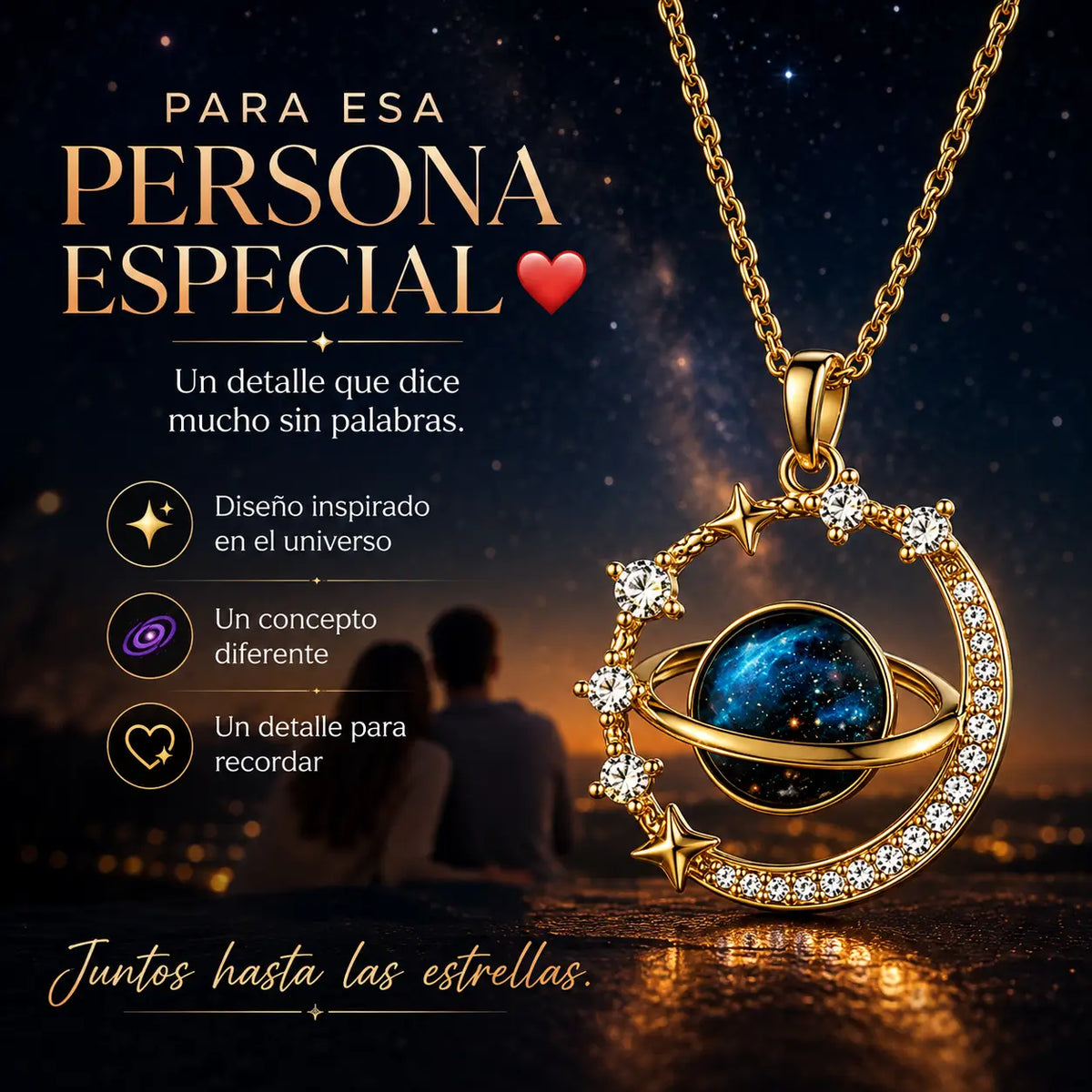 AstroLove®: Collar Saturno Símbolo de Amor Eterno