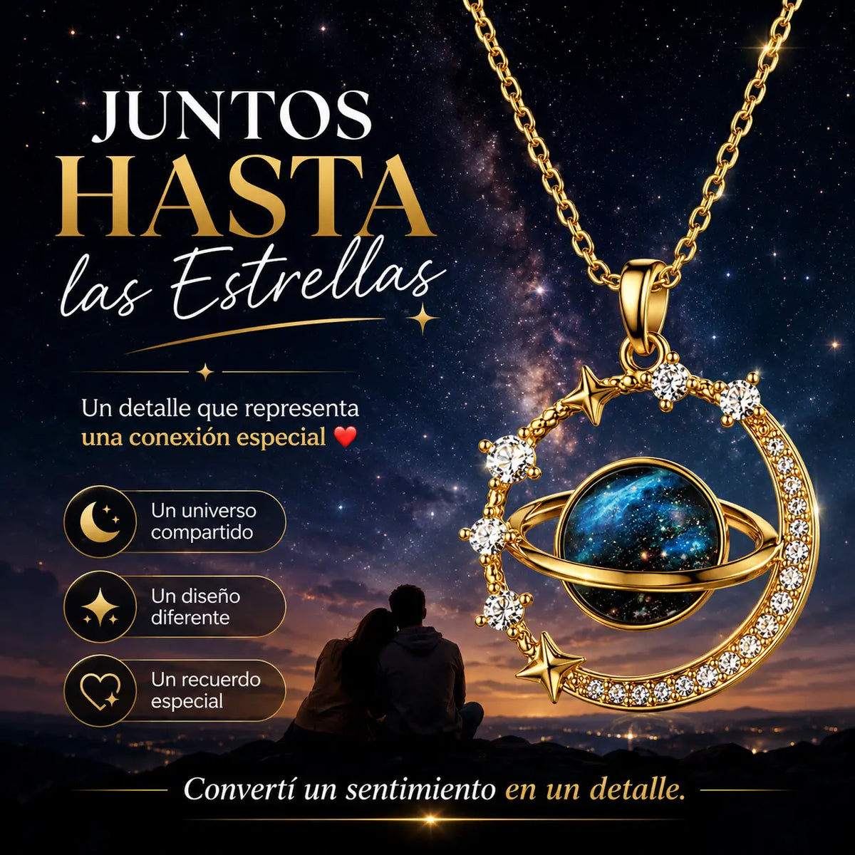 AstroLove®: Collar Saturno Símbolo de Amor Eterno