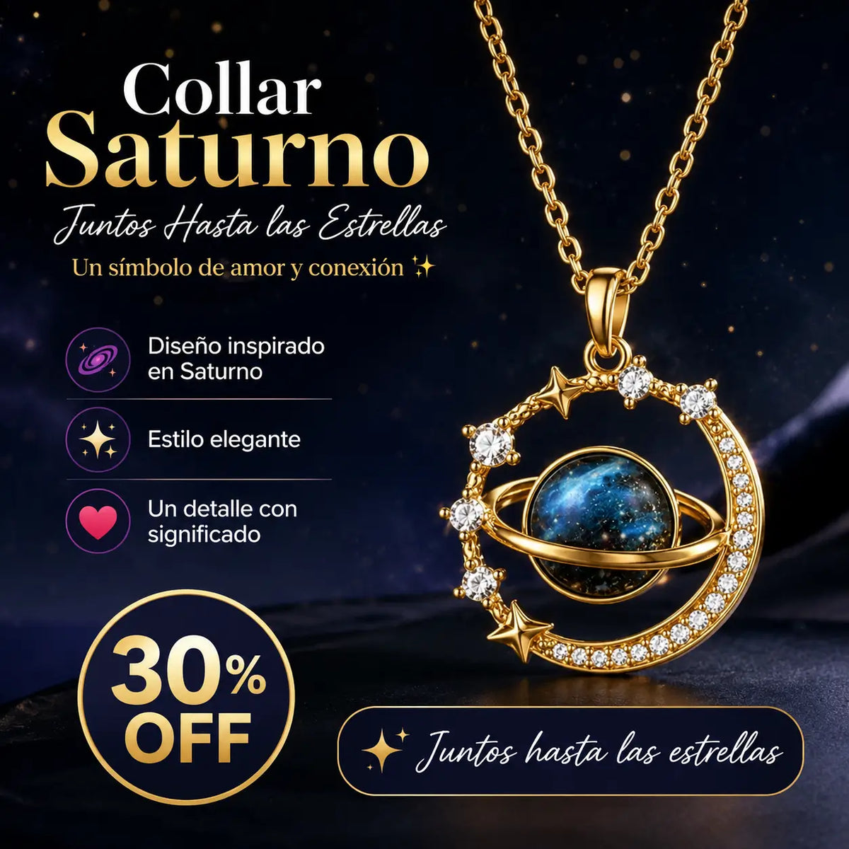 AstroLove®: Collar Saturno Símbolo de Amor Eterno