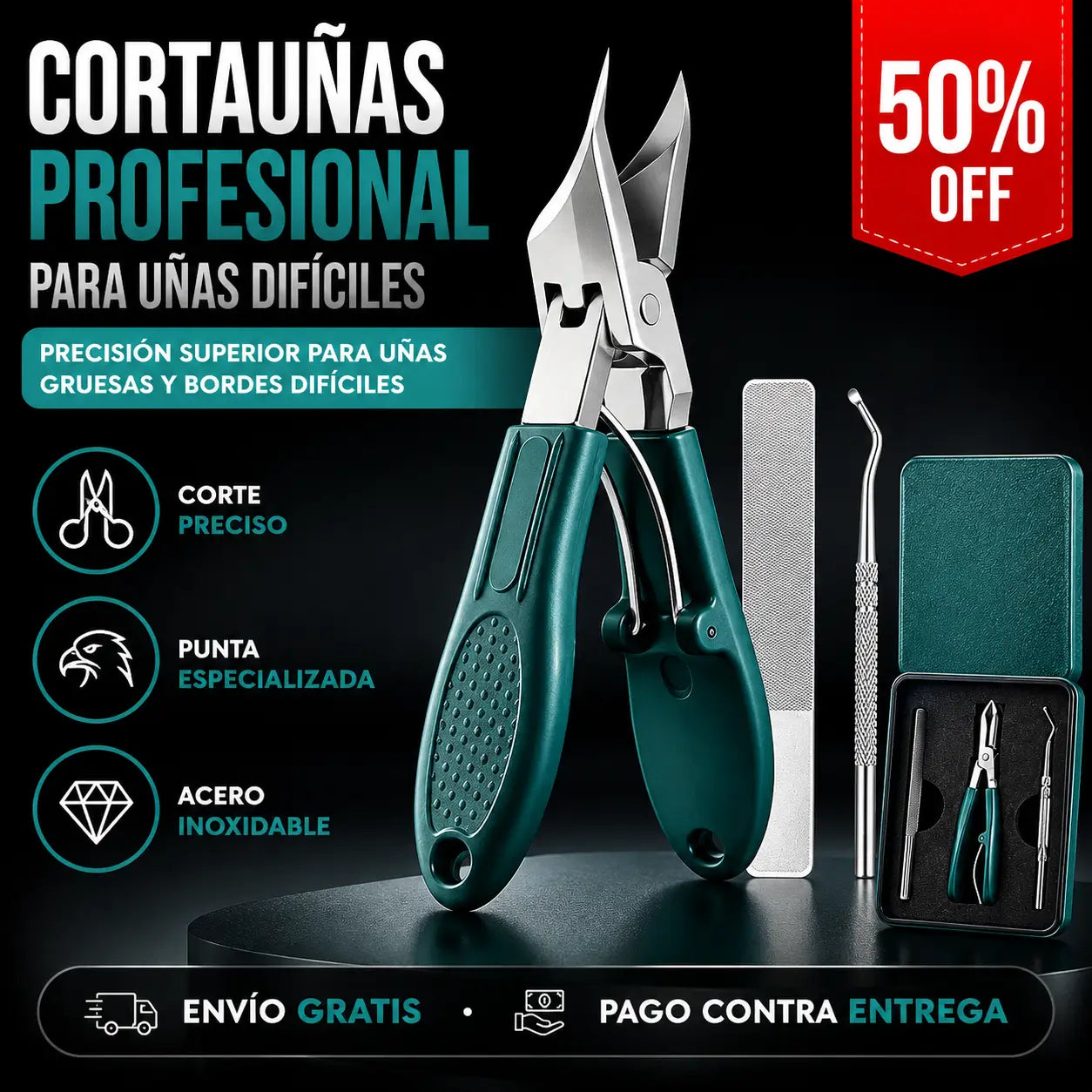 NailCare Pro®️: Kit de Cortaúñas Profesional para Uñas Gruesas y Difíciles