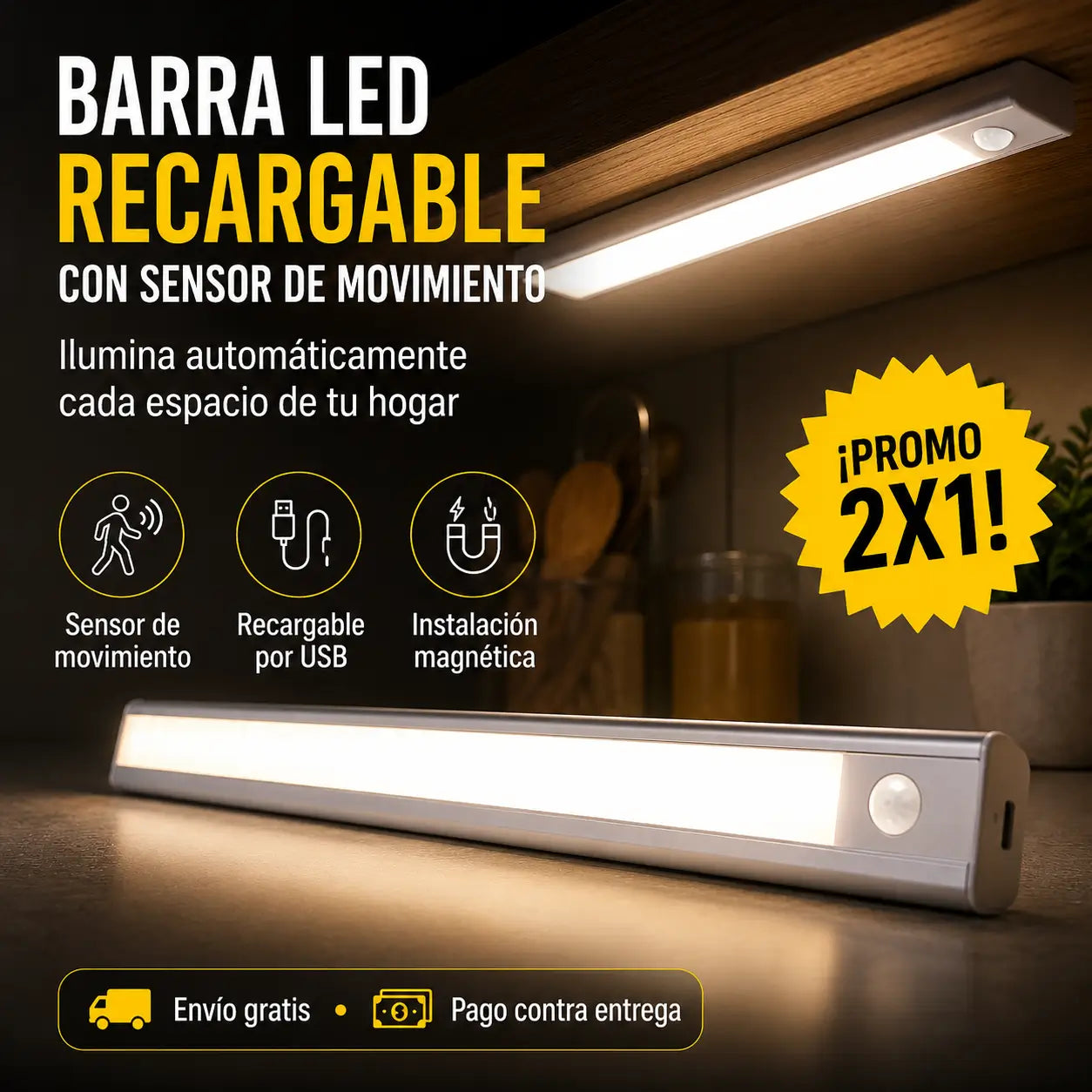 ¡PROMO 2X1! LumaSense®: Barra LED Inteligente con Sensor de Movimiento