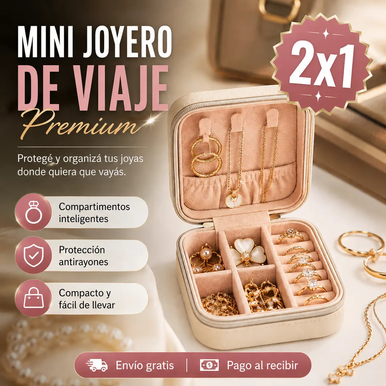 ¡PROMO 2X1! JewelBox Pro®️: Mini Joyero de Viaje Premium
