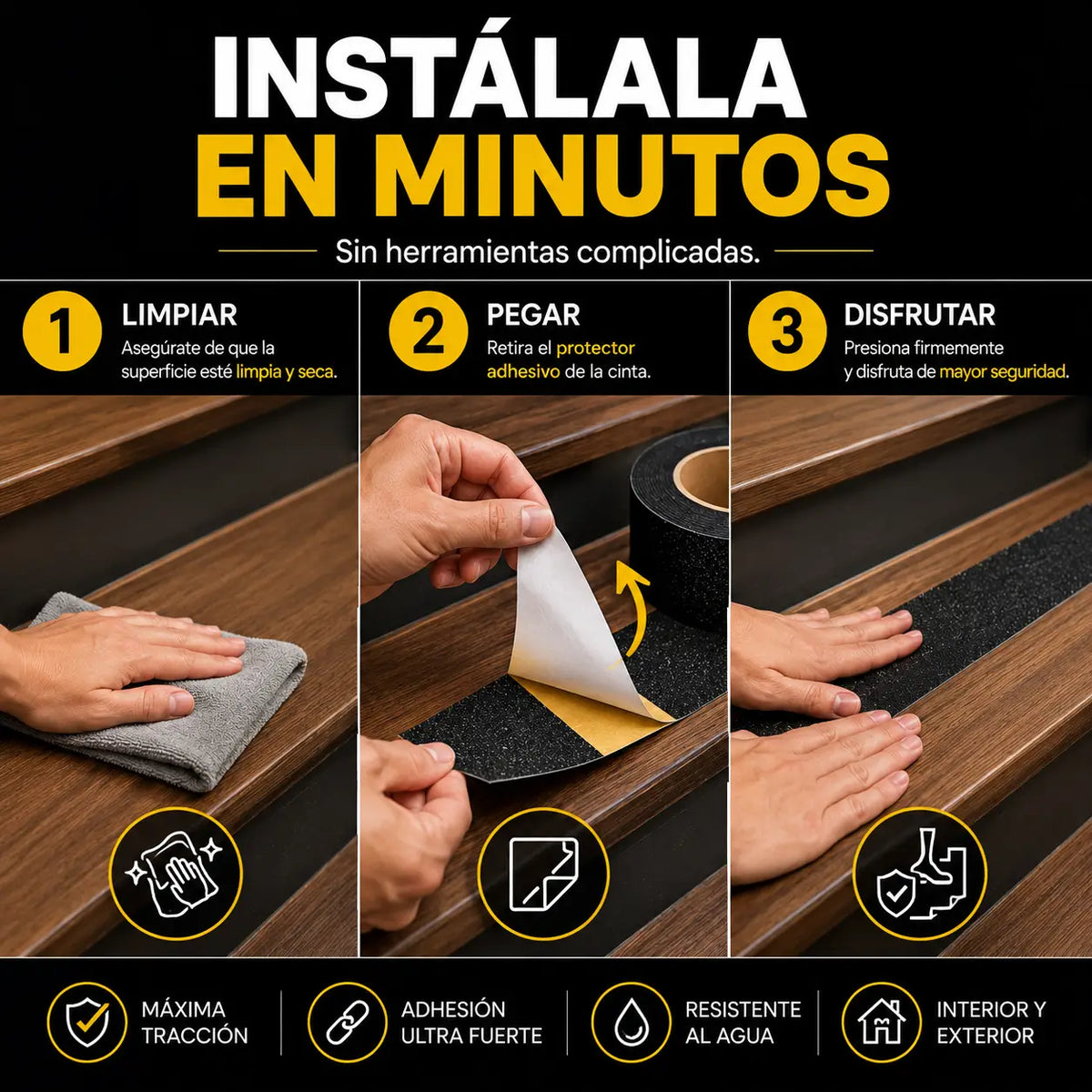 SafeStep Pro®: Cinta Antideslizante de Alta Tracción