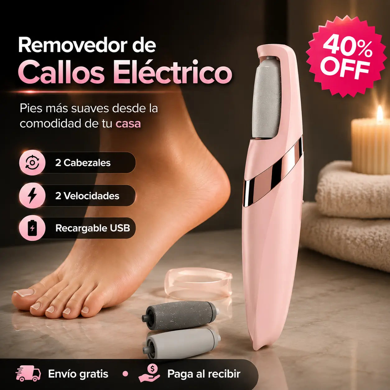 SoftStep®: Removedor eléctrico de callos para mantener tus pies suaves y cuidados desde casa.