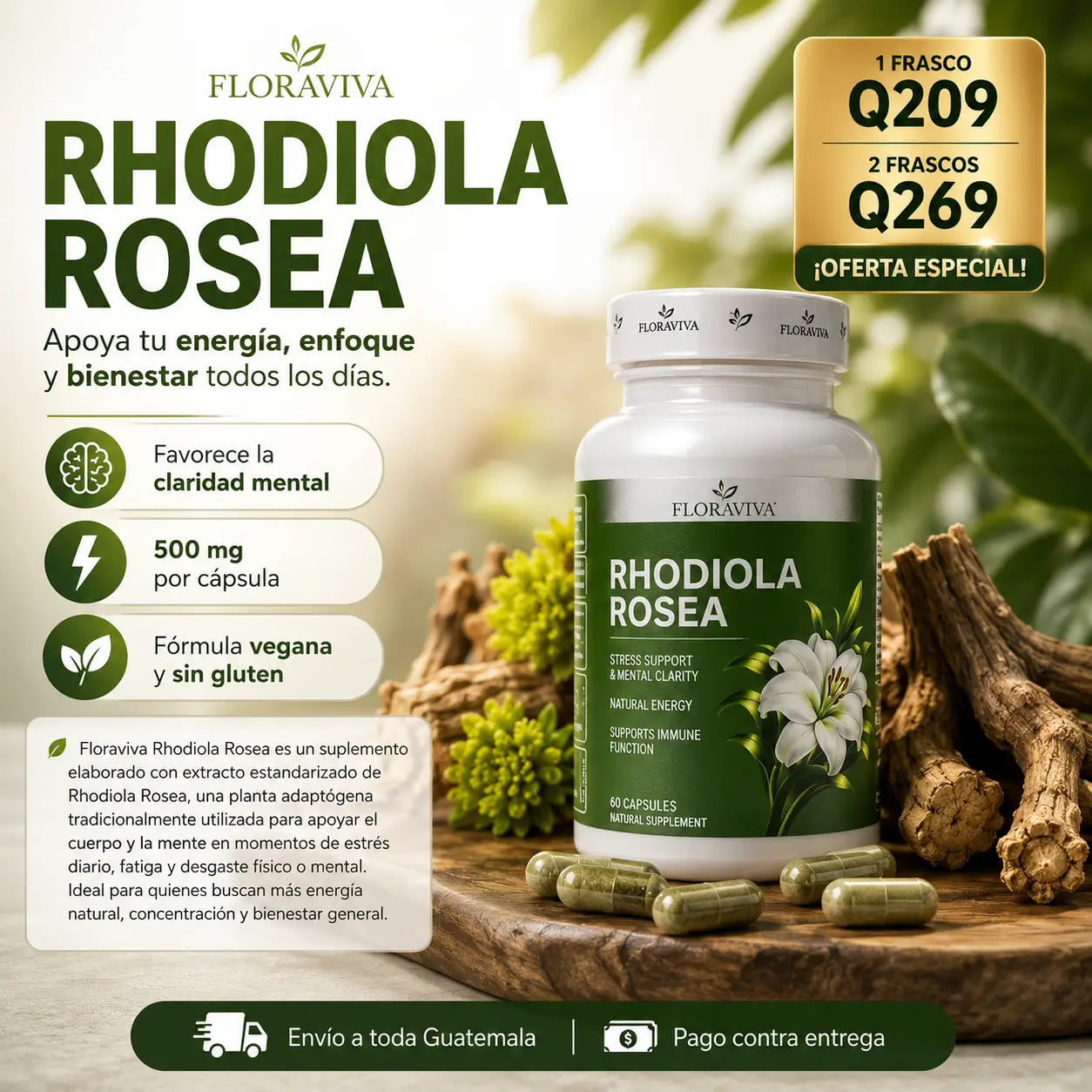 Floraviva NeuroZen®: Rhodiola Rosea para Enfoque y Bienestar