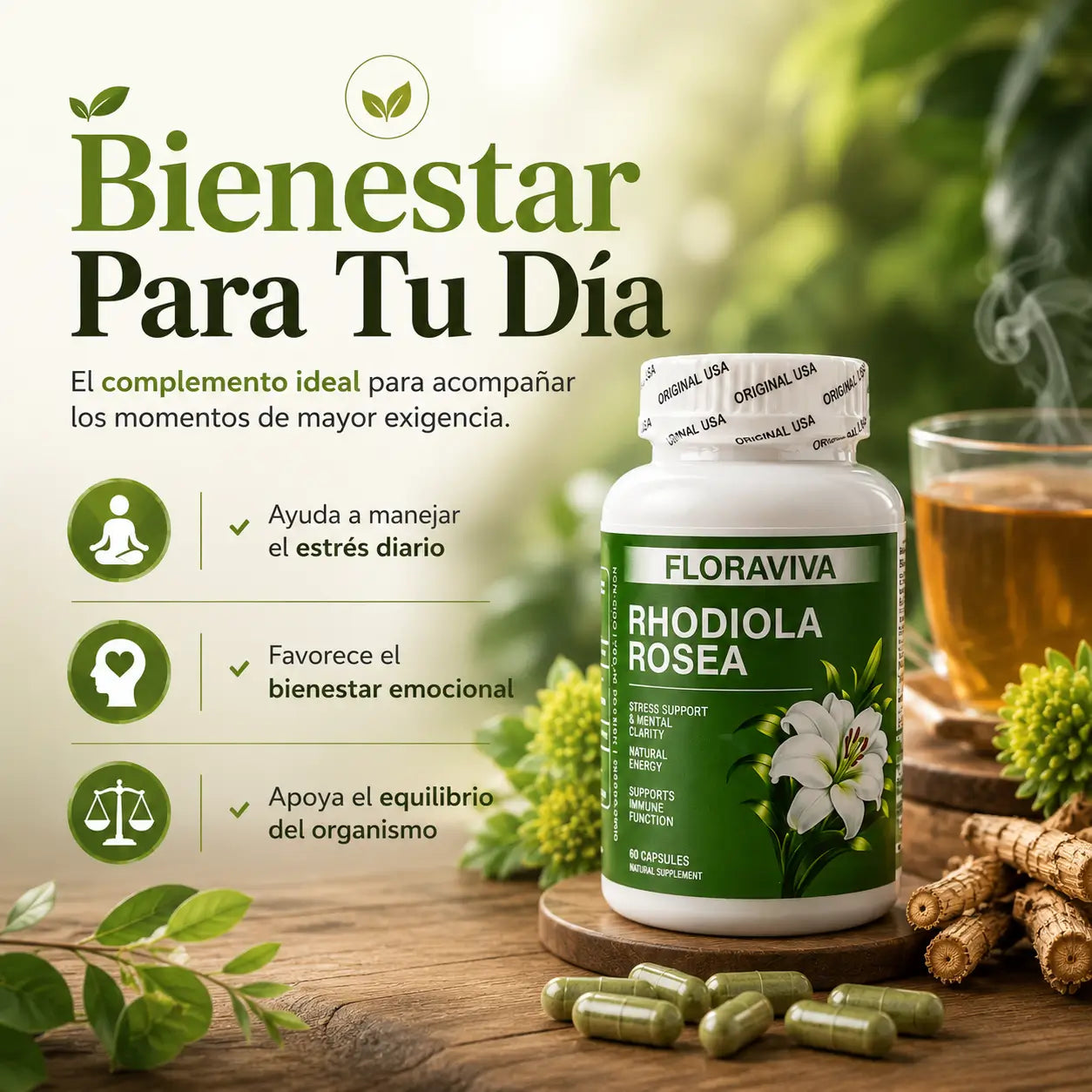 Floraviva NeuroZen®: Rhodiola Rosea para Enfoque y Bienestar