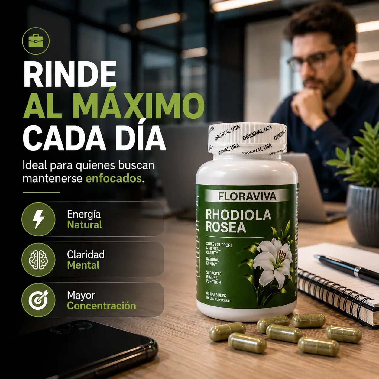 Floraviva NeuroZen®: Rhodiola Rosea para Enfoque y Bienestar