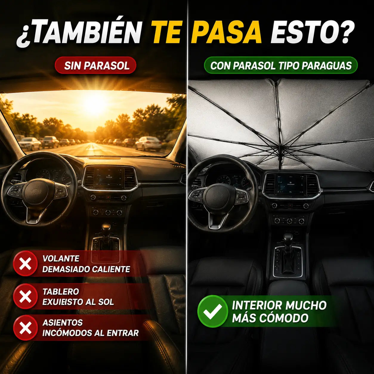 SunShield Pro®️: Parasol Tipo Paraguas para Carro + Soporte Magnético Premium de REGALO 🎁