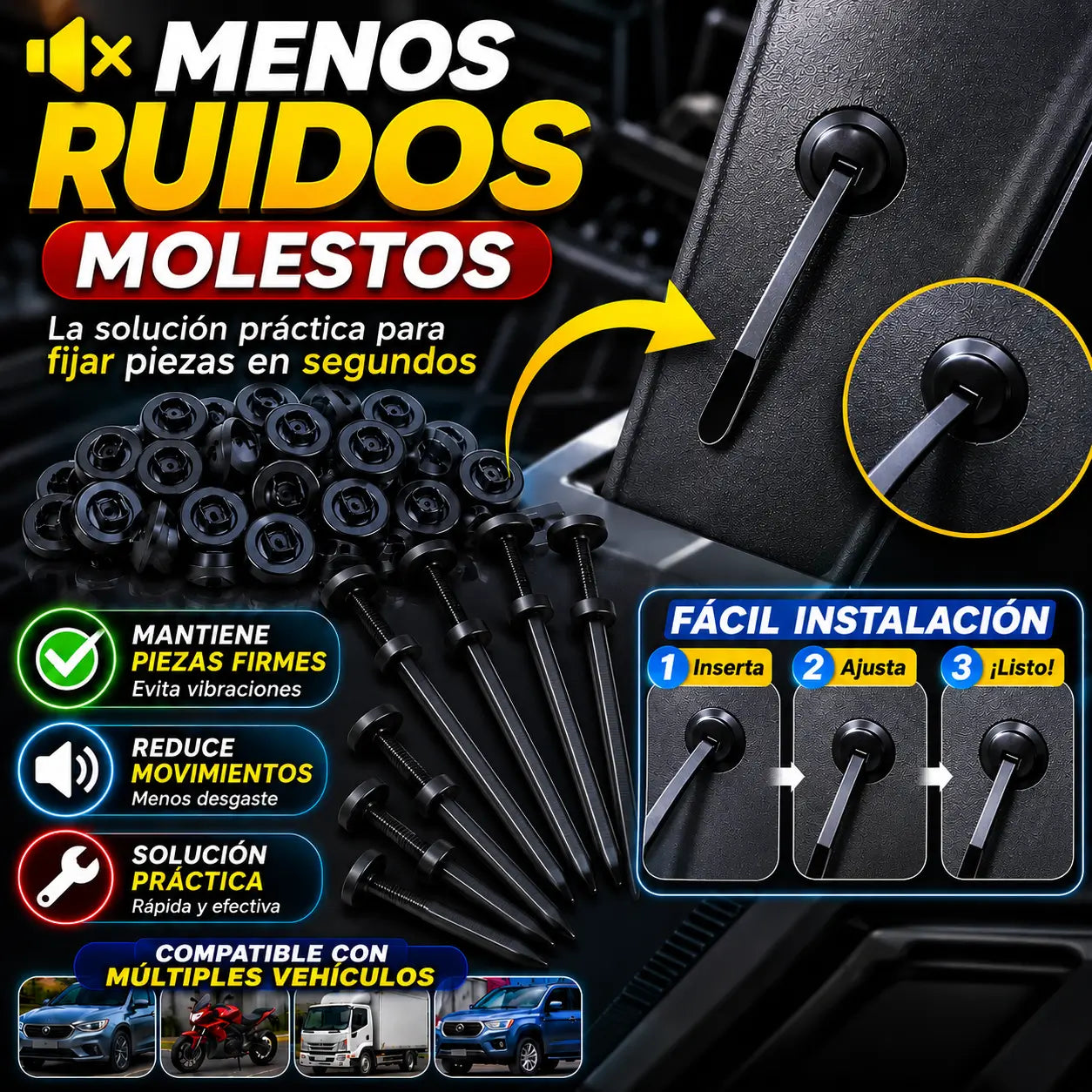 AutoFix Pro®️: Kit de 100 Hebillas Universales de Nylon