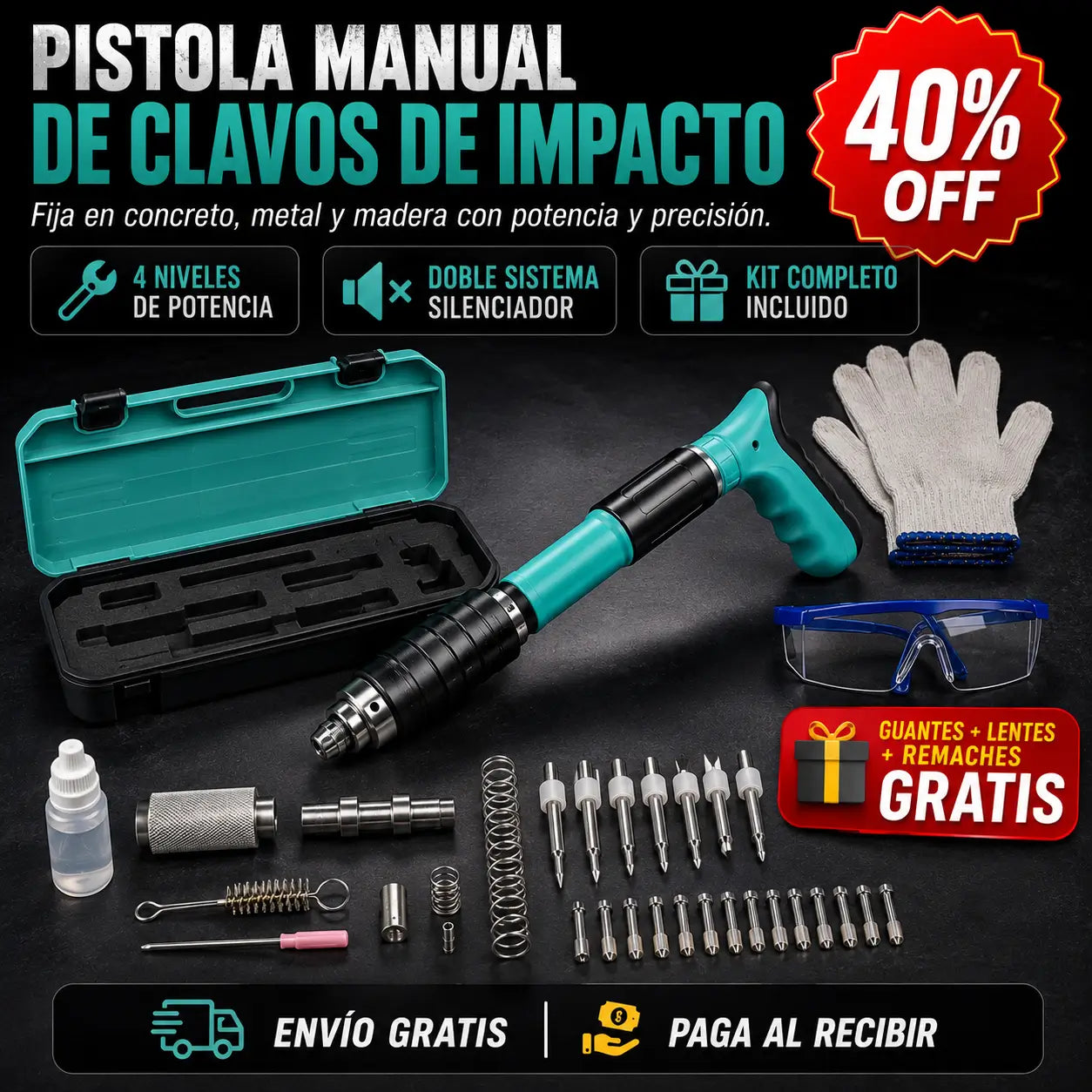 ImpactPro®: Pistola Manual de Clavos de Impacto Profesional + Kit Completo de REGALO 🎁